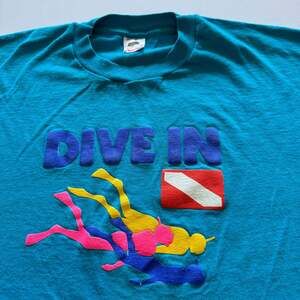Vintage 80s Norwegian Cruise Lines Dive In Scuba Ringer T-Shirt